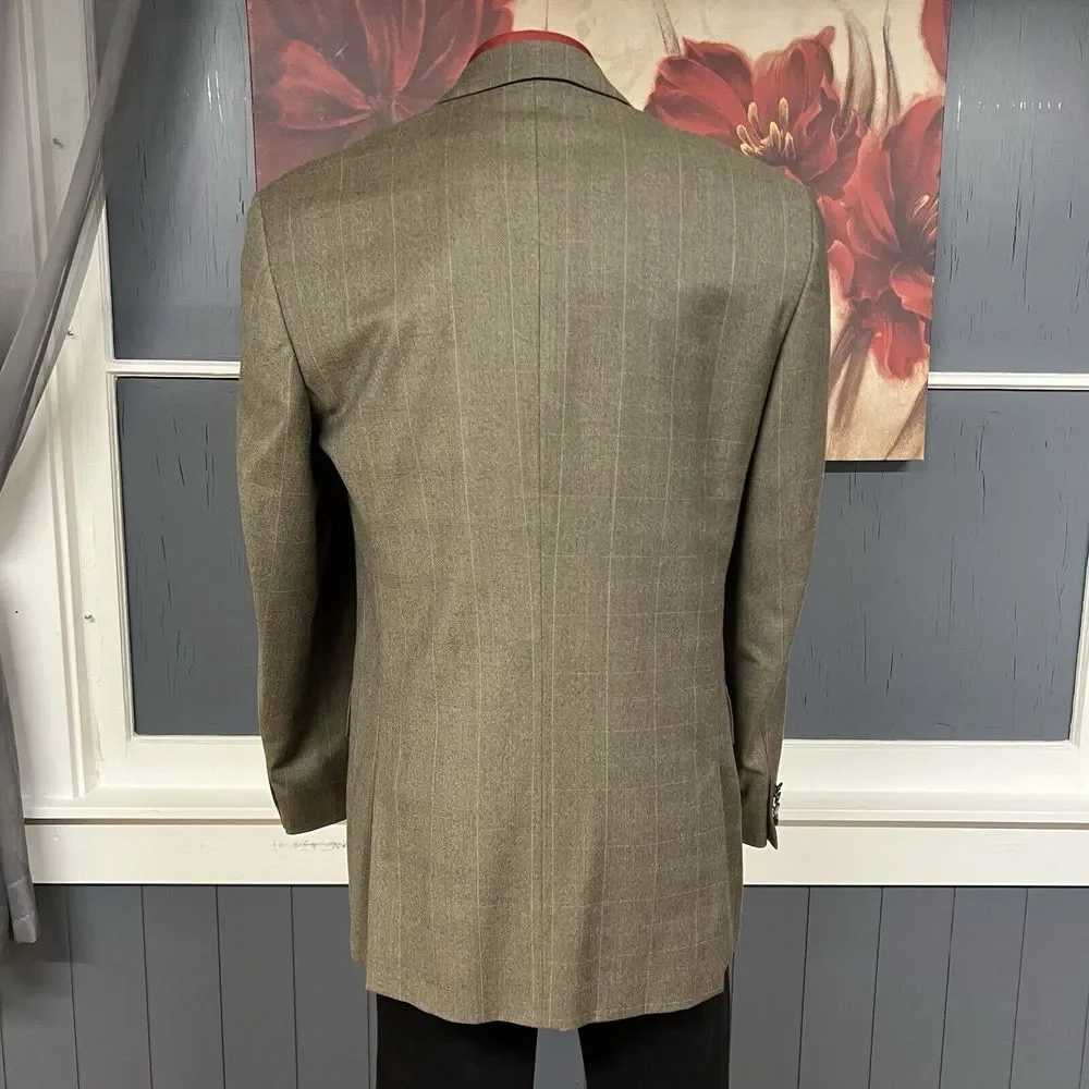 Joseph Abboud Suit 2Pc Mens Blazer 40L Long Wool‎ Pants 34x34 Light Brown Plaid